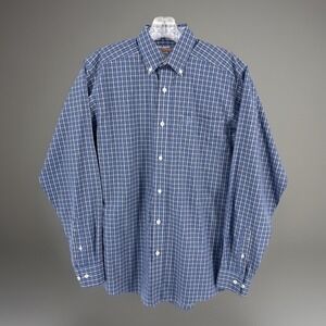 Ariat Mens Fitted LS Shirt Blue Plaid Wrinkle Free Cotton Size S